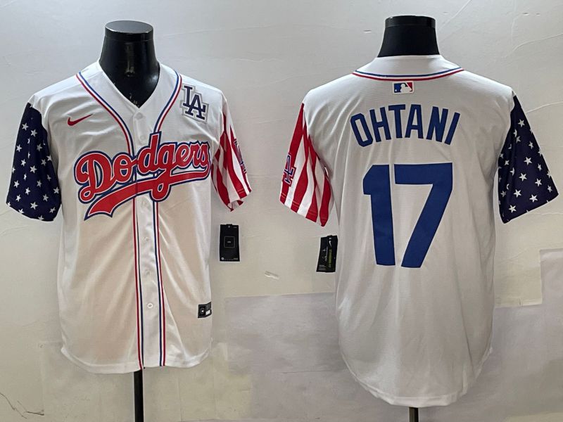 Men Los Angeles Dodgers #17 Ohtani White a generation of national flags Joint name 2025 Nike MLB Jersey style 18